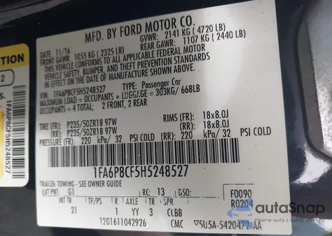 2017 Ford Mustang Gt from USA, damaged, VIN 1FA6P8CF5H5248527